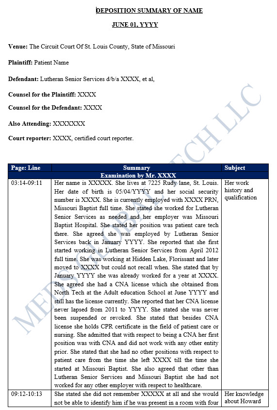 deposition outline template